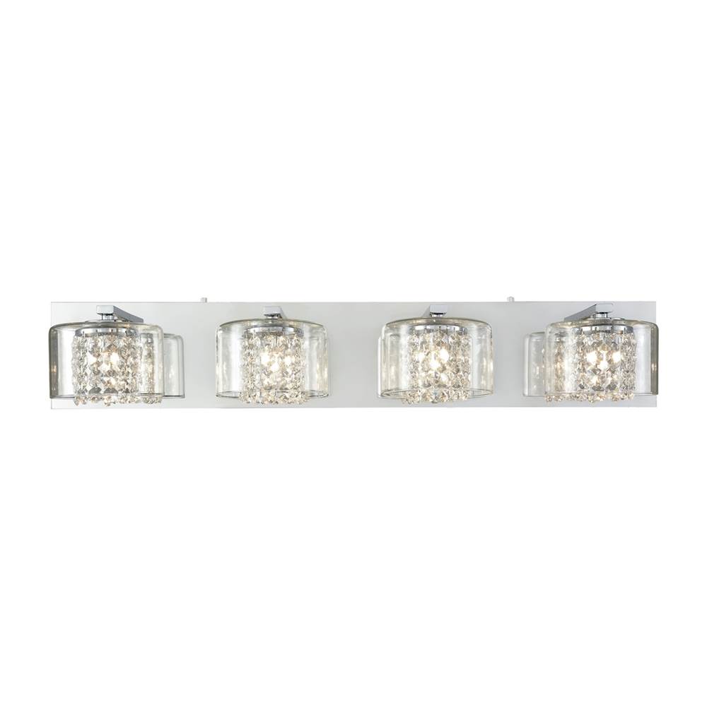 Elk Lighting Springvale 4 Light Vanity in Polished Chrome with Clear Crystal and Glass