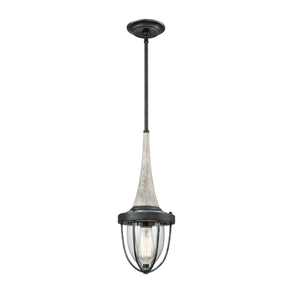 Elk Lighting Sturgis 1-Light Mini Pendant in Silvered Graphite With Clear Blown Glass