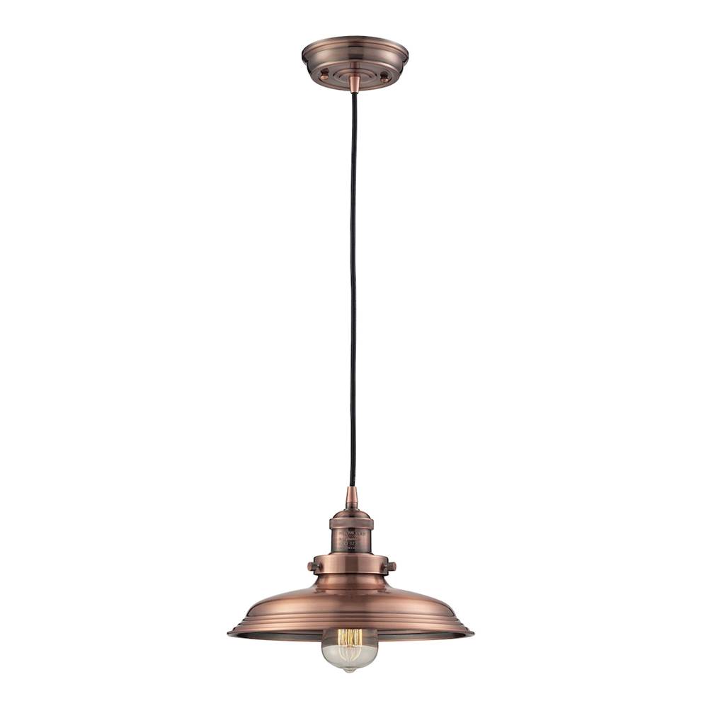 Elk Lighting Newberry 1-Light Mini Pendant in Antique Copper With Matching Shade