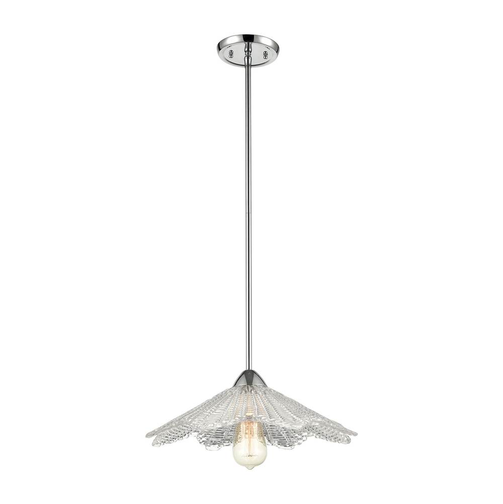 Elk Lighting Radiance 1-Light Pendant in Polished Chrome With Clear Textured Glass