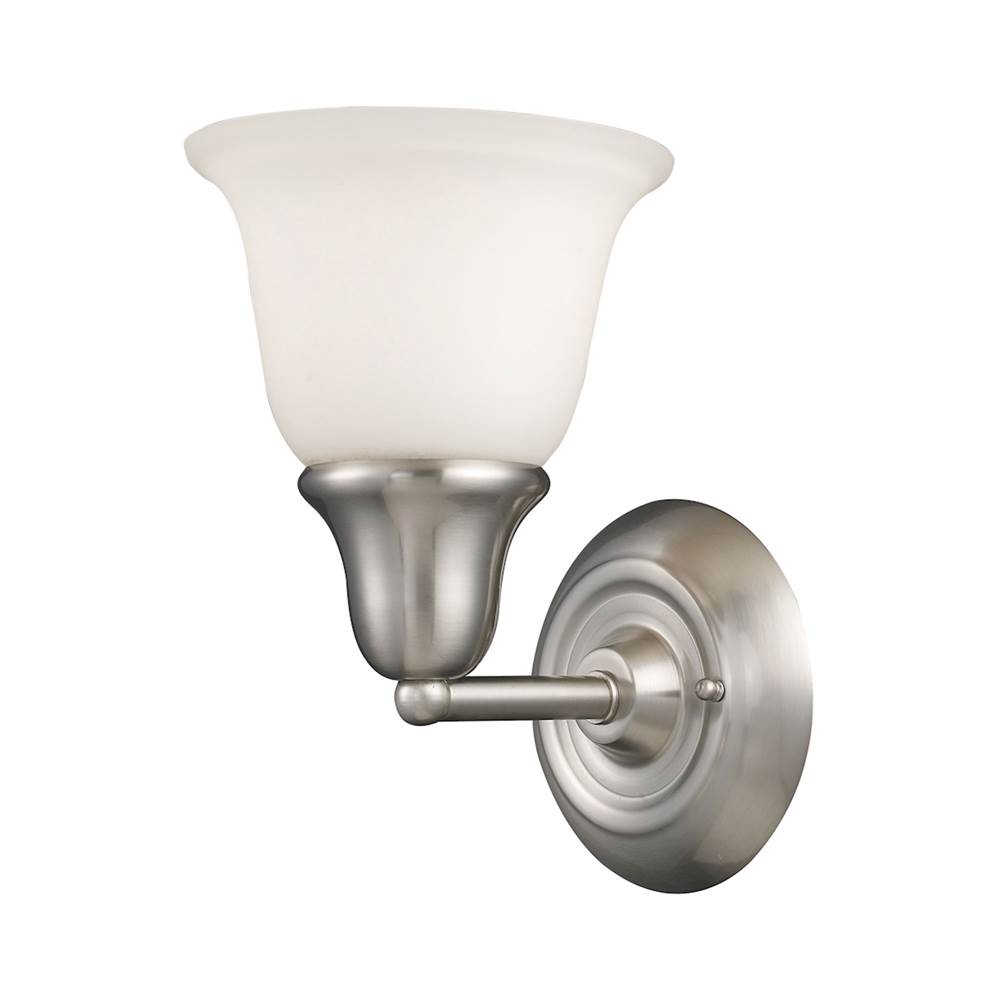 Elk Lighting Berwick 1-Light Vanity Lamp in Brushed Nickel With White Glass