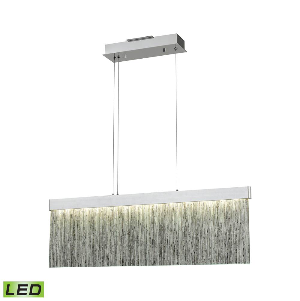 Elk Lighting Meadowland 1-Light Island Light in Satin Aluminum and Chrome With Textured Glass - Integrated LED