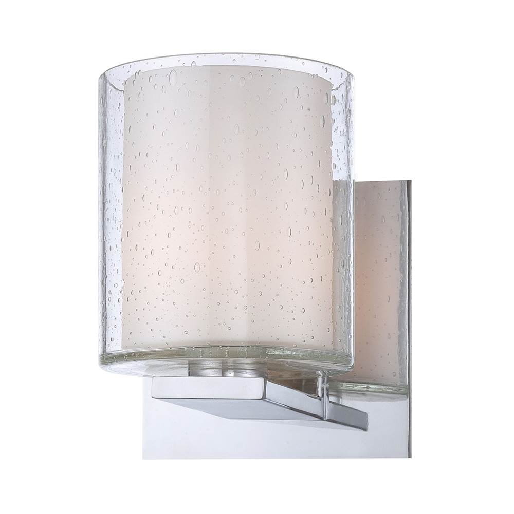 Elk Lighting Combo 1-Light Vanity Lamp in Chrome With Clear Stromboli and White Opal Glass