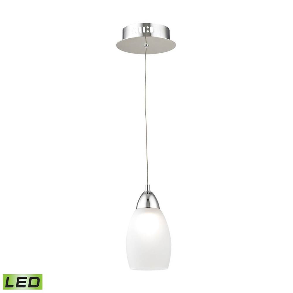Elk Lighting Buro Single LED Pendant Complete With White Glass Shade and Holder