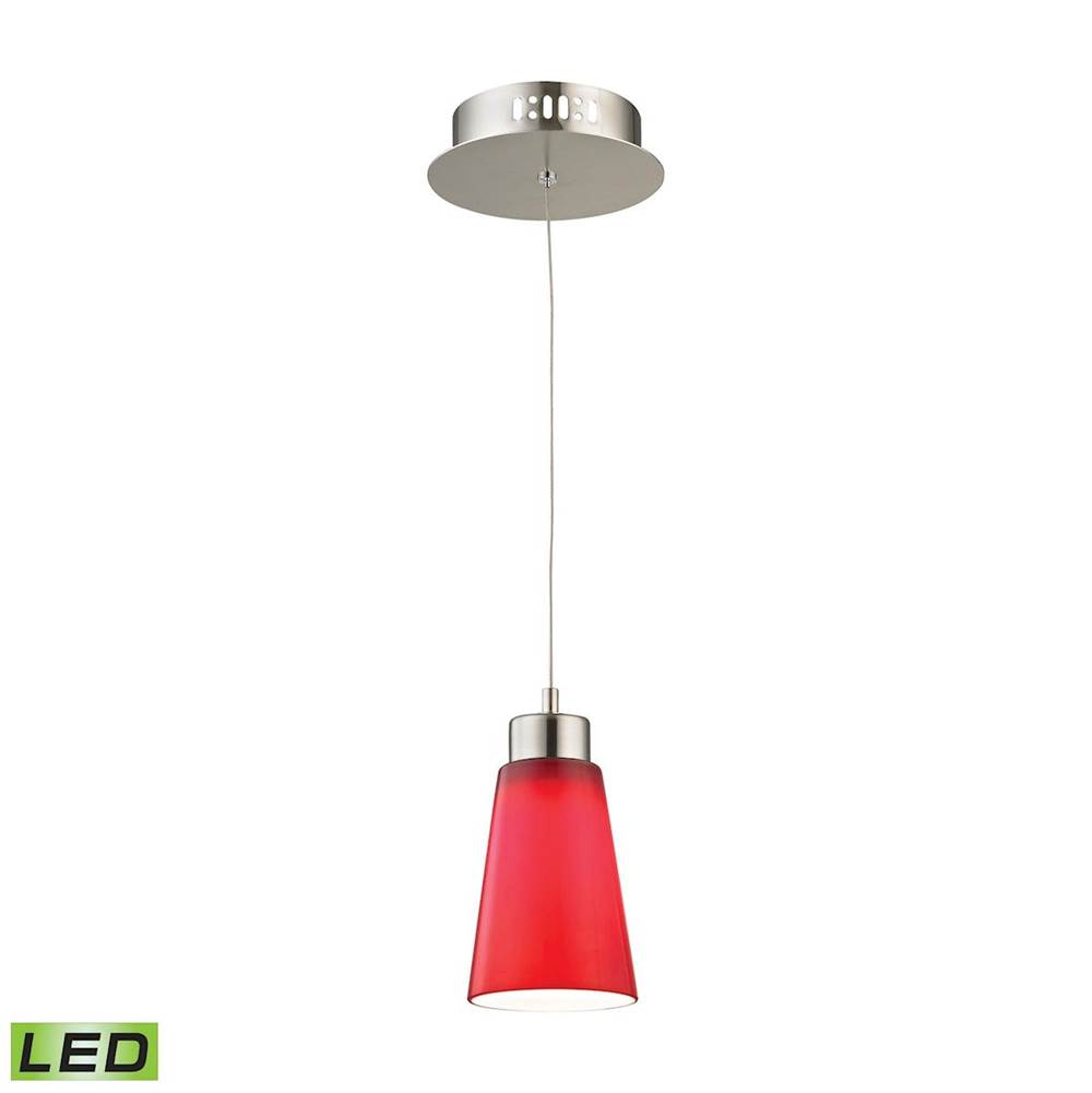 Elk Lighting Coppa Single LED Pendant Complete With Red Glass Shade and Holder