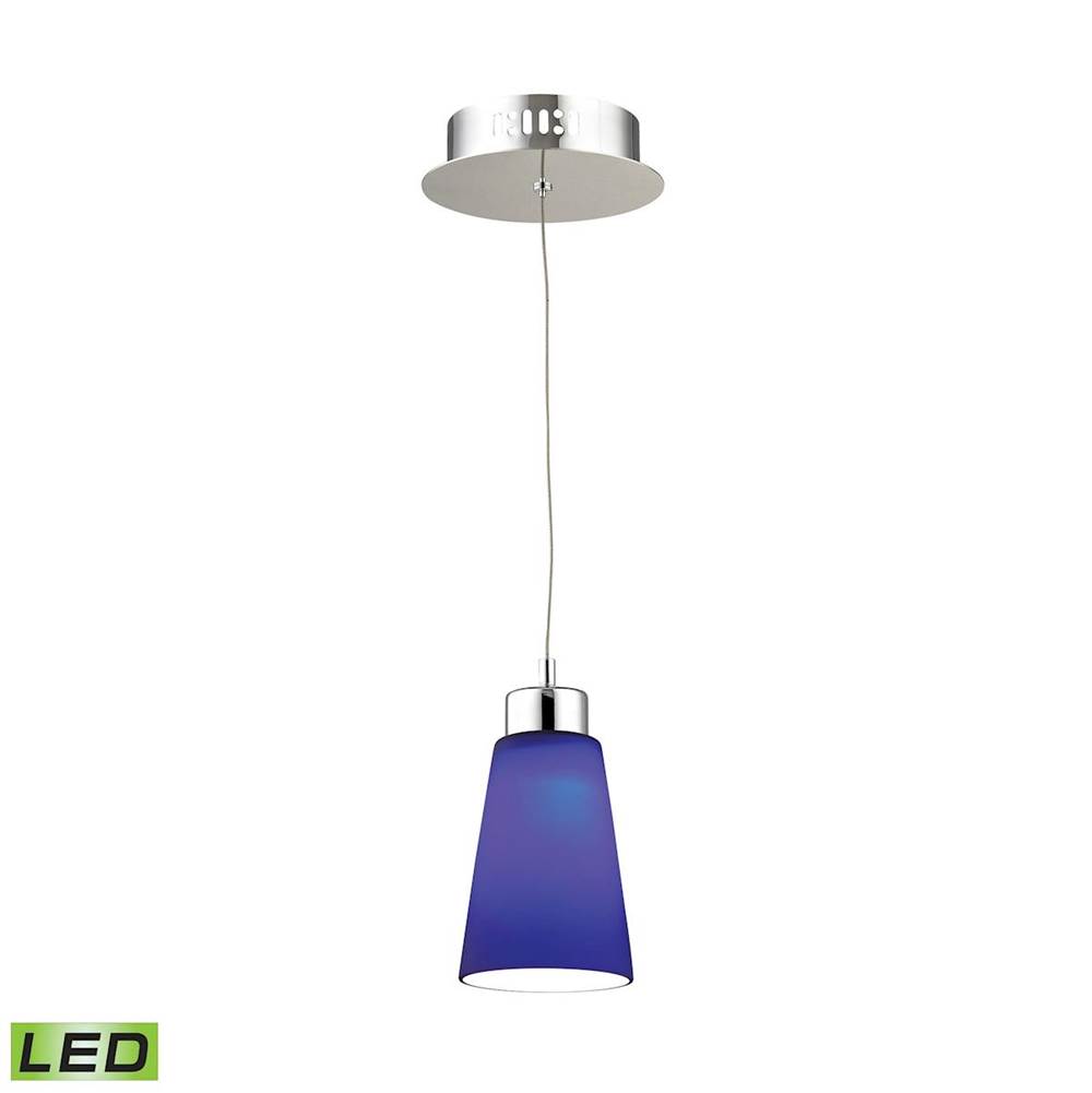 Elk Lighting Coppa Single LED Pendant Complete With Blue Glass Shade and Holder