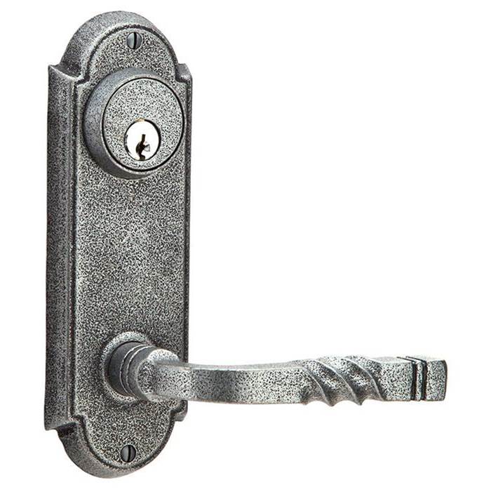 Emtek Passage Single Keyed, Sideplate Locksets No.5 3-5/8'' Center to Center Keyed, Madison Black Knob, FBS