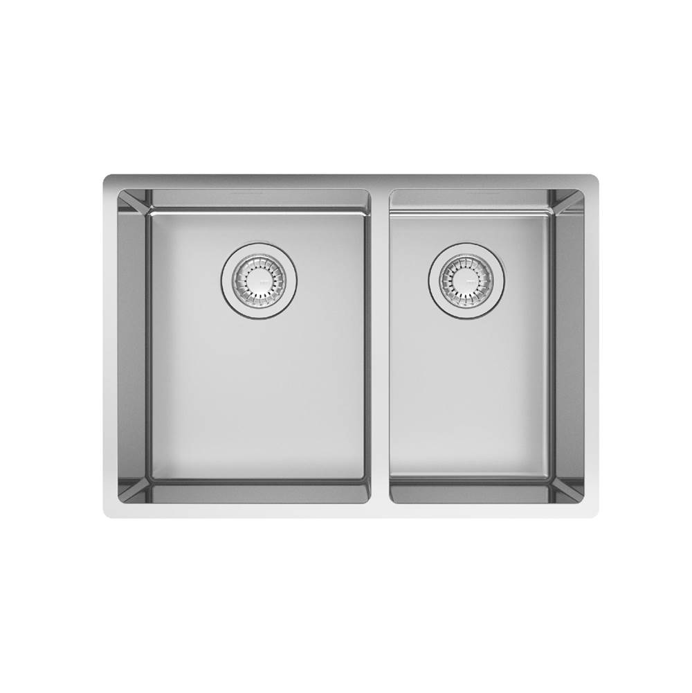 Franke Cube 25.65-in. x 17.7-in. 18 Gauge Stainless Steel Undermount Double Bowl Kitchen Sink - CUX16024