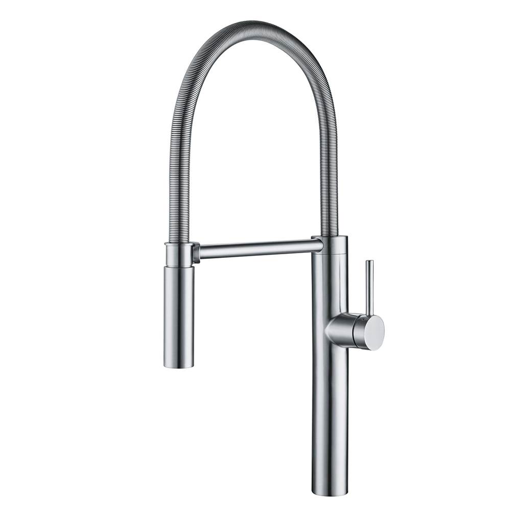 Franke Pescara 16.5-inch Single Handle Semi-Pro Kitchen Faucet with Magnetic Sprayer Dock in Stainless Steel, PES-SP-304