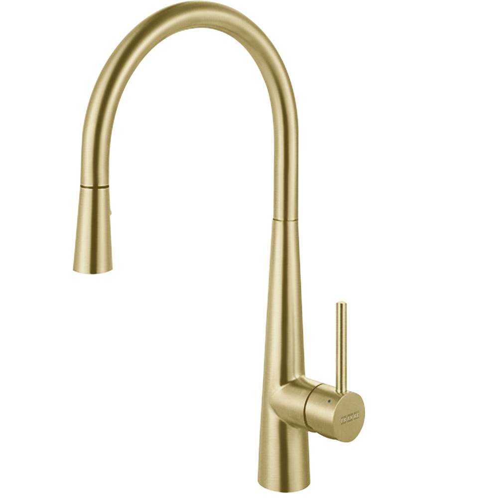 Franke Franke Steel 17.5-inch Single Handle Pull-Down Kitchen Faucet in Gold, STL-PD-IBK
