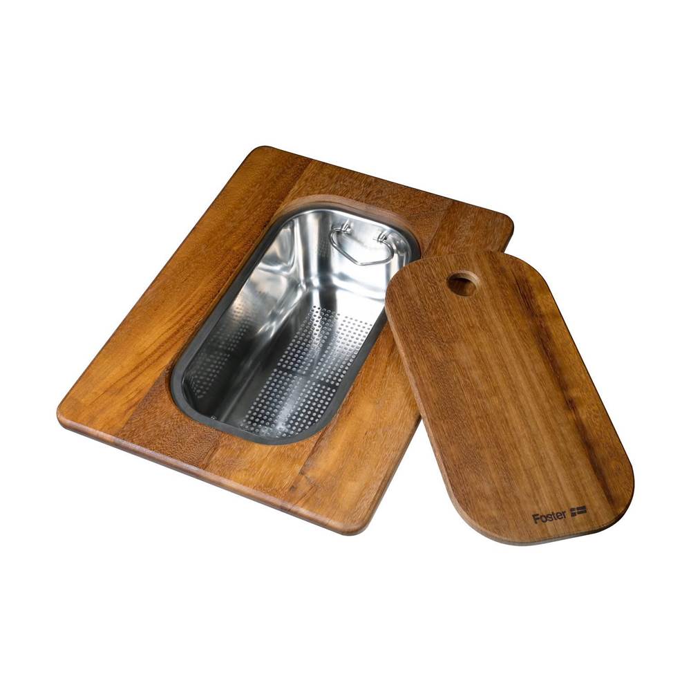 Foster Iroko Wood Cutting Board With Colander