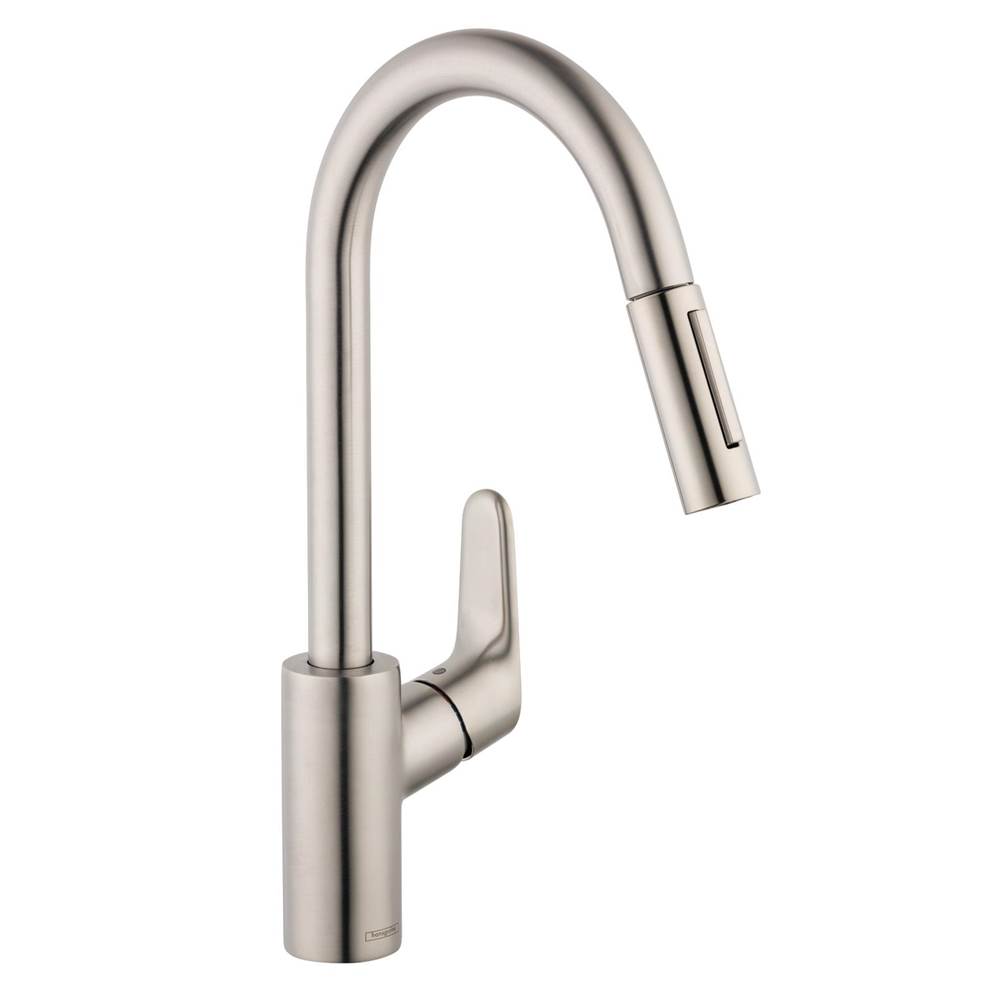 Hansgrohe Focus Higharc Kitchen Faucet, 2-Spray Pull-Down, 1.5 GPM in Steel Optic
