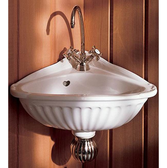 Herbeau ''Carline'' Vitreous China Corner Sink in Moustier Polychrome