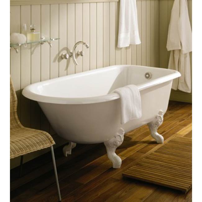 Herbeau Cast Iron ''Retro'' 5 1/2 Foot Bathtub and Cast Iron Feet in Moustier Rose