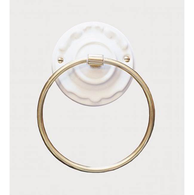 Herbeau ''Charleston'' 6''-inch Towel Ring in Moustier Polychrome, Old Silver