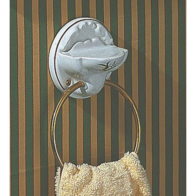 Herbeau Towel Ring / Soap Dish in Moustier Polychrome, Polished Nickel