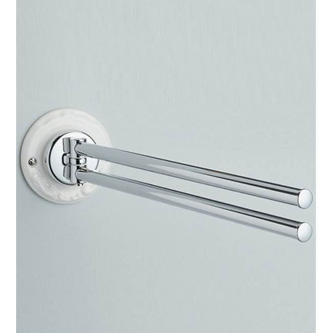 Herbeau ''Charleston'' Pivotable Towel Bar in Moustier Polychrome, Old Silver