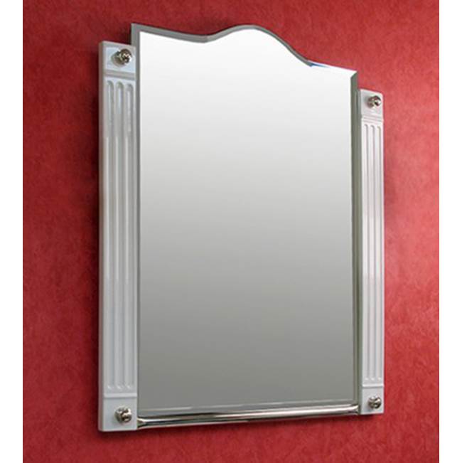 Herbeau ''Monarque'' Mirror in White with Weathered Brass Trim