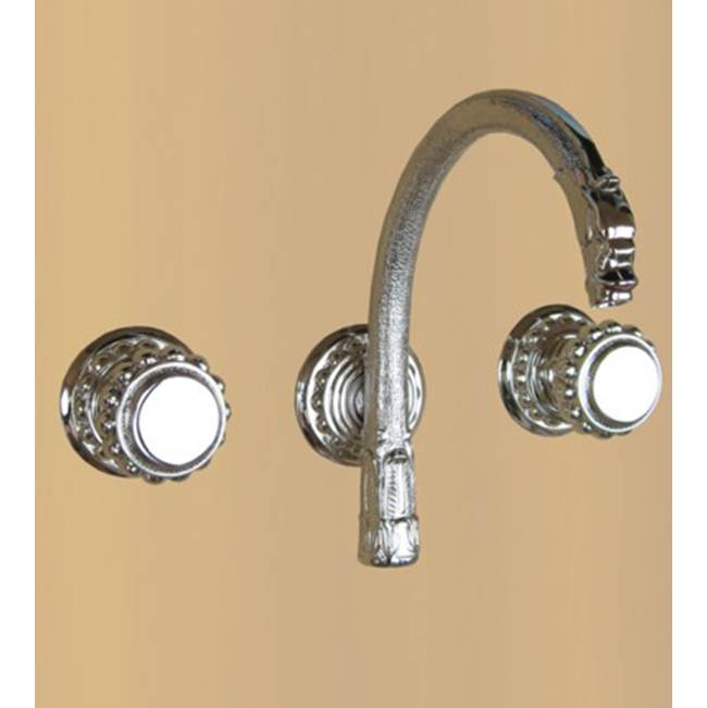 Herbeau ''Pompadour'' Wall Mounted 3-Hole Set without Waste in Polished Nickel