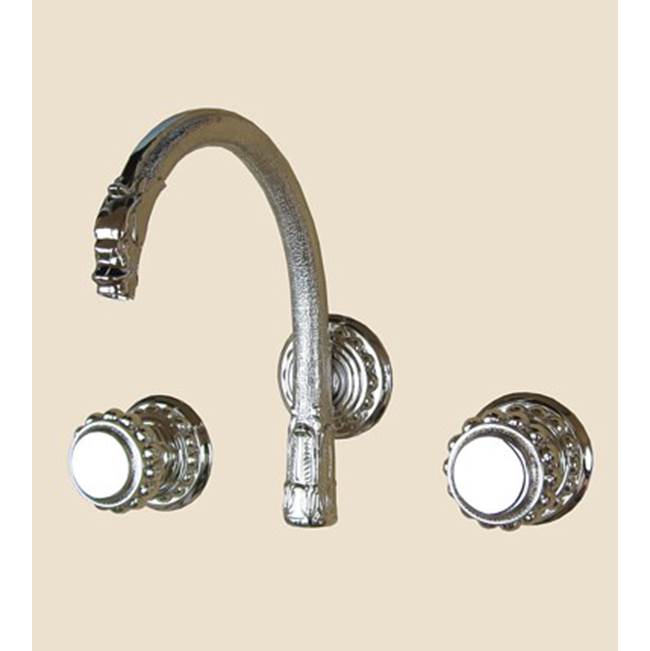 Herbeau ''Pompadour'' Wall Mounted 3-Hole Set without Waste in Polished Nickel