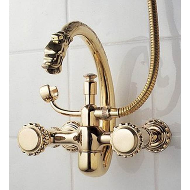 Herbeau ''Pompadour'' Wall Mounted Tub Filler with Hand Shower in Lacquered Polished Copper