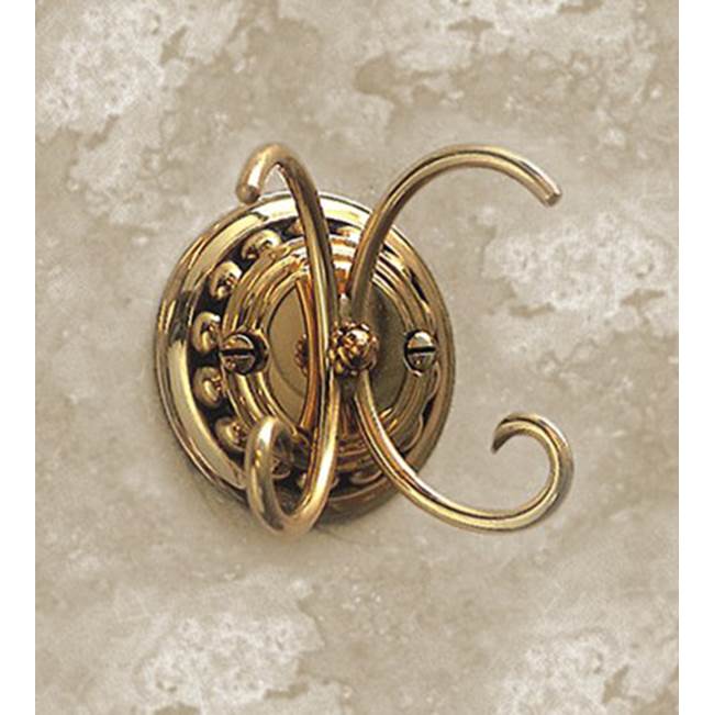 Herbeau ''Pompadour'' Double Robe Hook in Old Gold