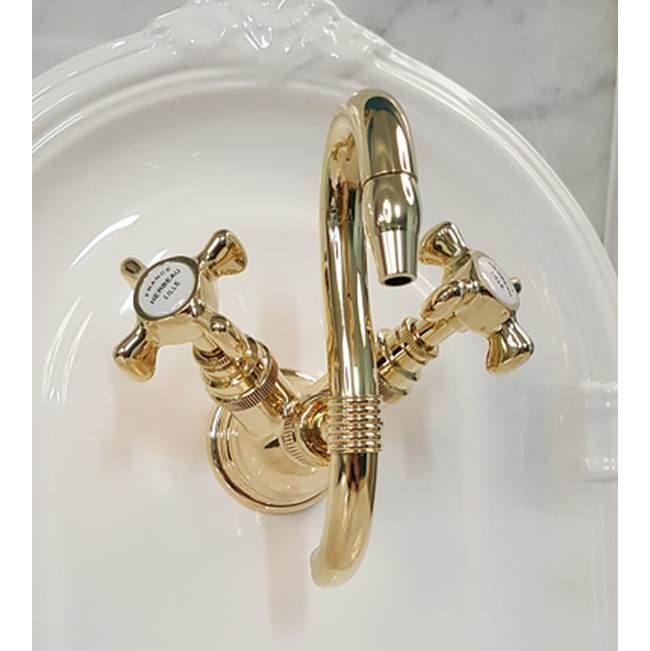 Herbeau ''Royale'' ''Verseuse'' Wall Mounted Mixer in French Weathered Brass