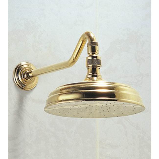 Herbeau ''Royale'' Adjustable Showerhead, Arm and Flange in Antique Lacquered Copper