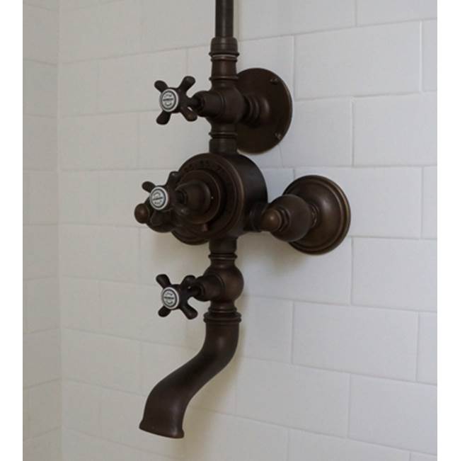 Herbeau ''Royale'' Exposed Thermostatic Tub and Shower Set in Polished Lacq. Copper