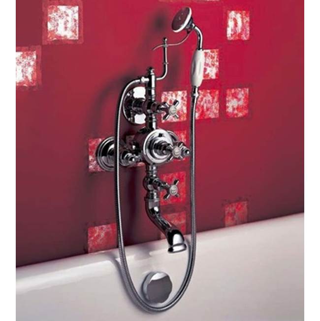 Herbeau ''Royale'' Exposed Tub and Shower Thermostatic Mixer Wall Mounted in Satin Nickel