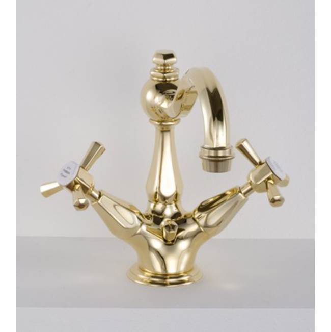 Herbeau ''Monarque'' Single-Hole Basin Mixer Without Pop-Up in Old Gold
