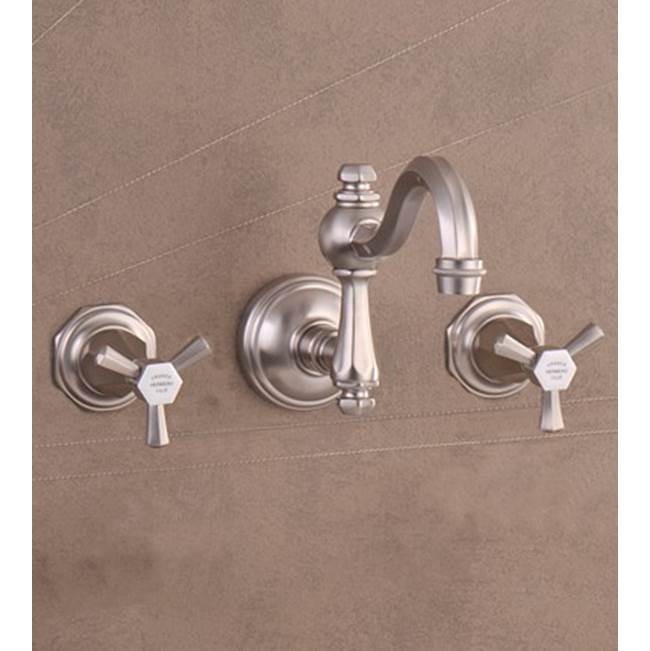 Herbeau ''Monarque'' Wall Mounted 3-Hole Set without Waste in Polished Brass