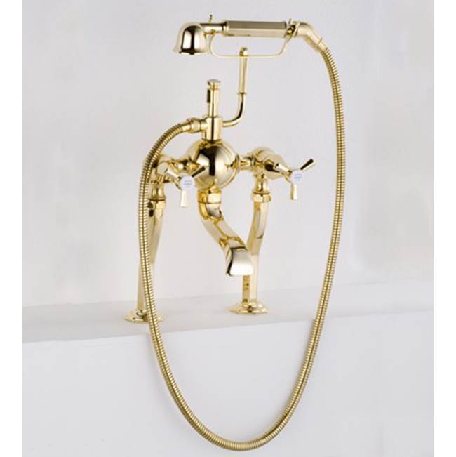 Herbeau ''Monarque'' Exposed Tub and Shower Mixer Deck Mounted in Weathered Brass