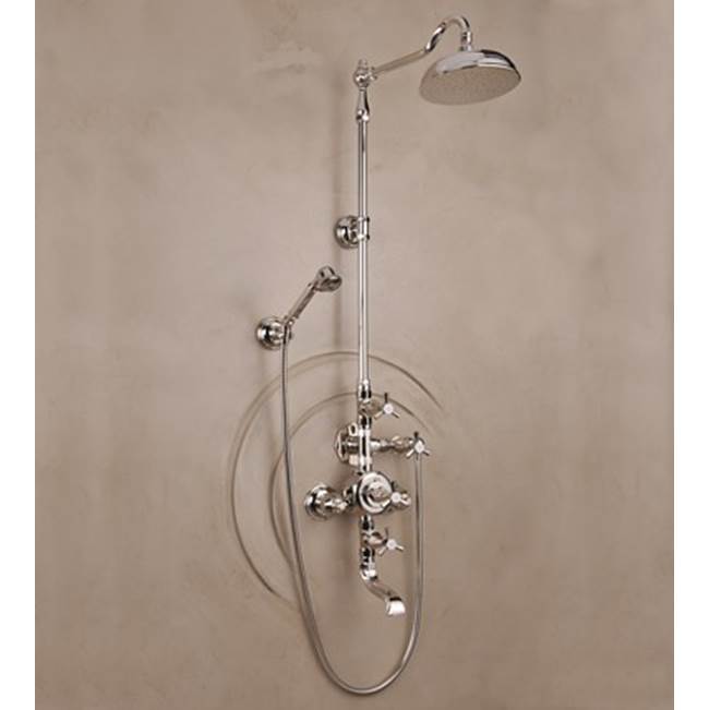 Herbeau ''Monarque'' Exposed Thermostatic Tub and Shower Set in Antique Lacquered Brass