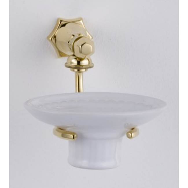 Herbeau ''Monarque'' Vitreous China Soap Dish and Holder in Old Gold