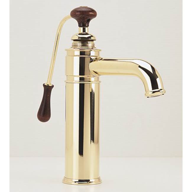 Herbeau ''Estelle'' Single Lever Mixer with Ceramic Disc Cartridge in Wooden Handle, French Weathered Brass