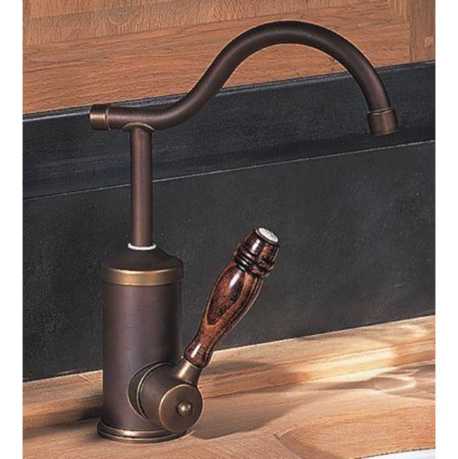 Herbeau ''Flamande'' Single Lever Mixer with Ceramic Disc Cartridge in Wooden Handles, Weathered Copper and Brass