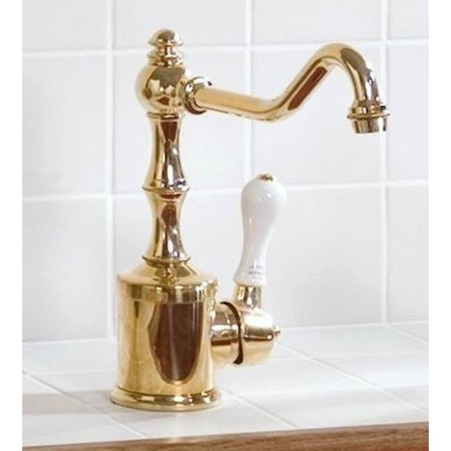 Herbeau ''Royale'' Single Lever Kitchen Mixer With Ceramic Cartridge in White Handle, French Weathered Copper and Brass