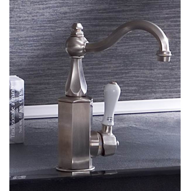 Herbeau ''Monarque'' Single Lever Mixer With Ceramic Cartridge in White Handle, French Weathered Brass