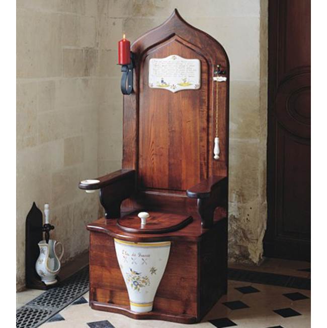 Herbeau ''Dagobert'' Wooden Toilet Throne in Solid Ash with Full Set of Accessories in Sceau Bleu