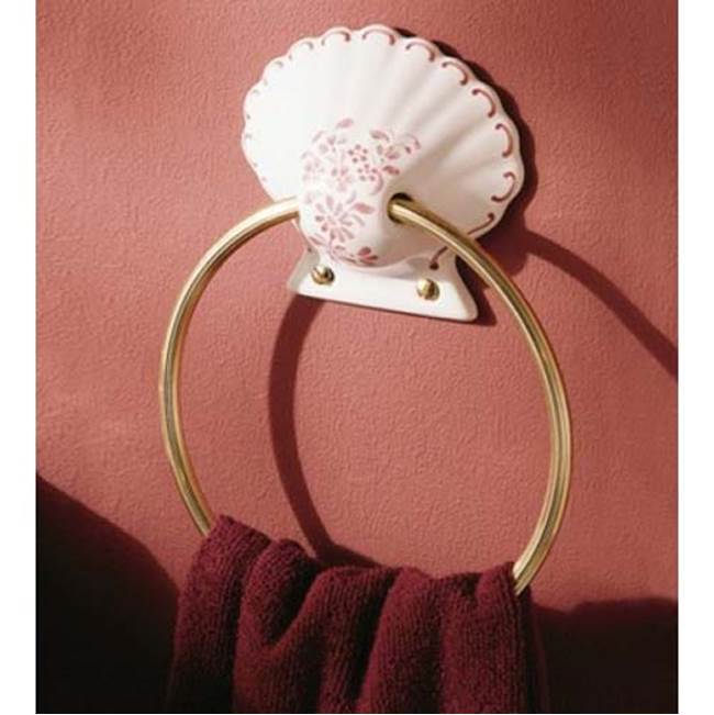 Herbeau ''Coquille'' Towel Ring in Any Handpainted Finish, Satin Nickel Ring