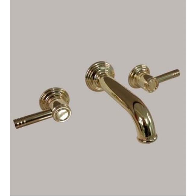 Herbeau ''Lille'' 3-Hole Wall Mounted Lavatory Mixer with Ceramic Cartridge in Polished Brass