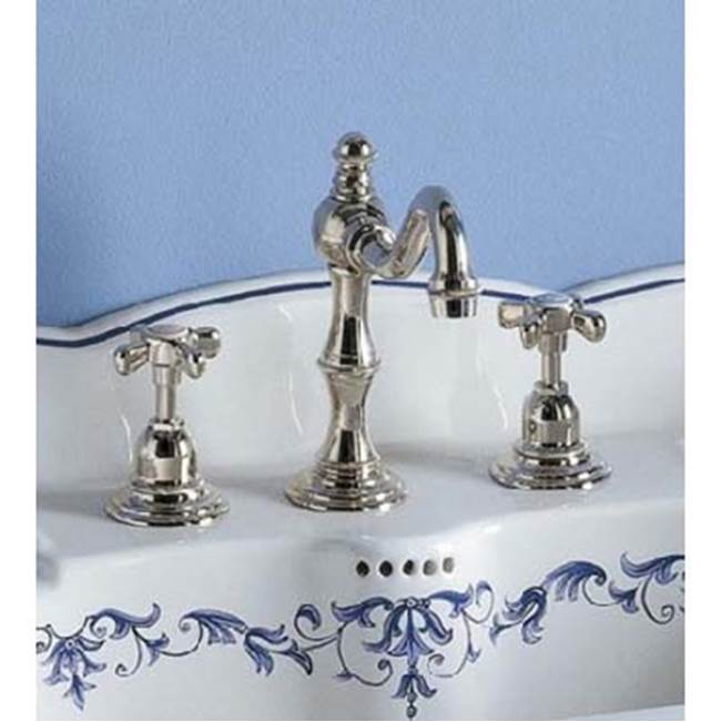 Herbeau ''Royale'' Widespread Lavatory Set with Cross Handles in Antique Lacquared Brass