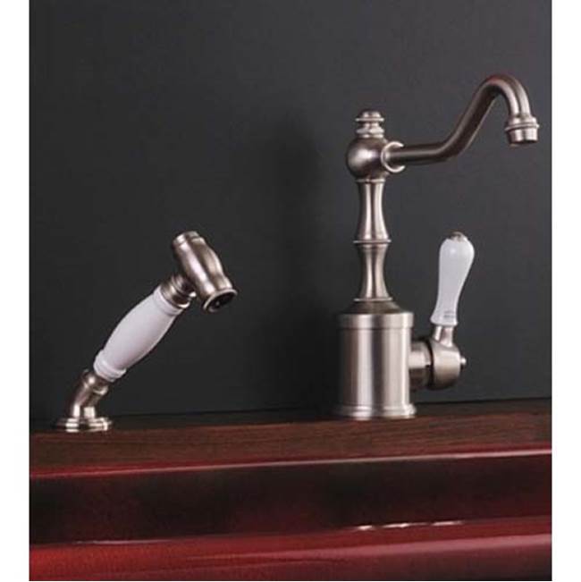 Herbeau ''Royale'' With Handspray Single Lever Mixer With Ceramic Cartridge in Wooden Handles, French Weathered Brass