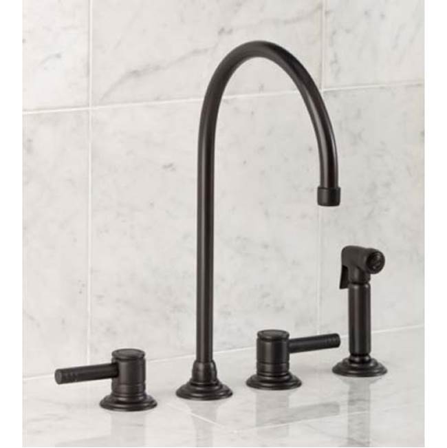 Herbeau ''Lille'' 4-Hole Deck Mounted Kitchen Mixer with Handspray in Matte Black Nickel