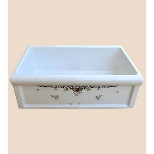 Herbeau ''Luberon'' Fireclay Farm House Sink in Romantique, White background