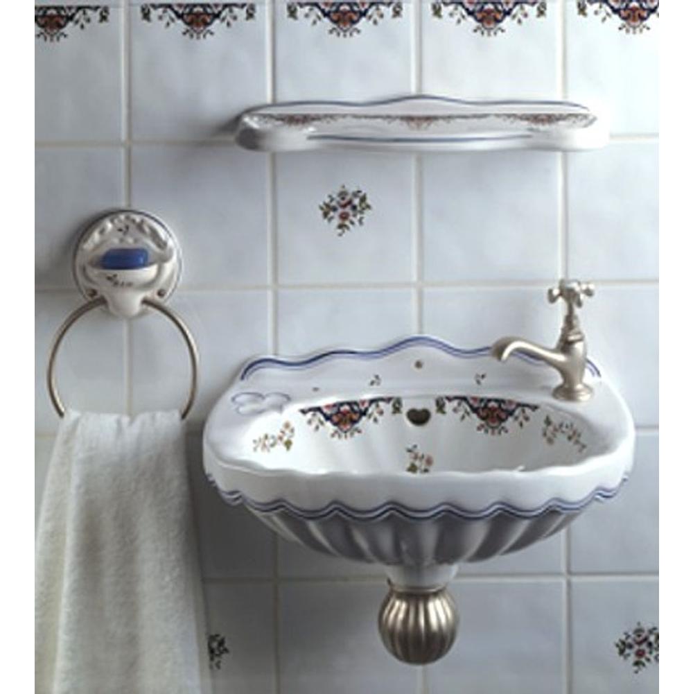 Herbeau ''Valse'' Wall Mounted Vitreous China Hand Basin in Moustier Bleu