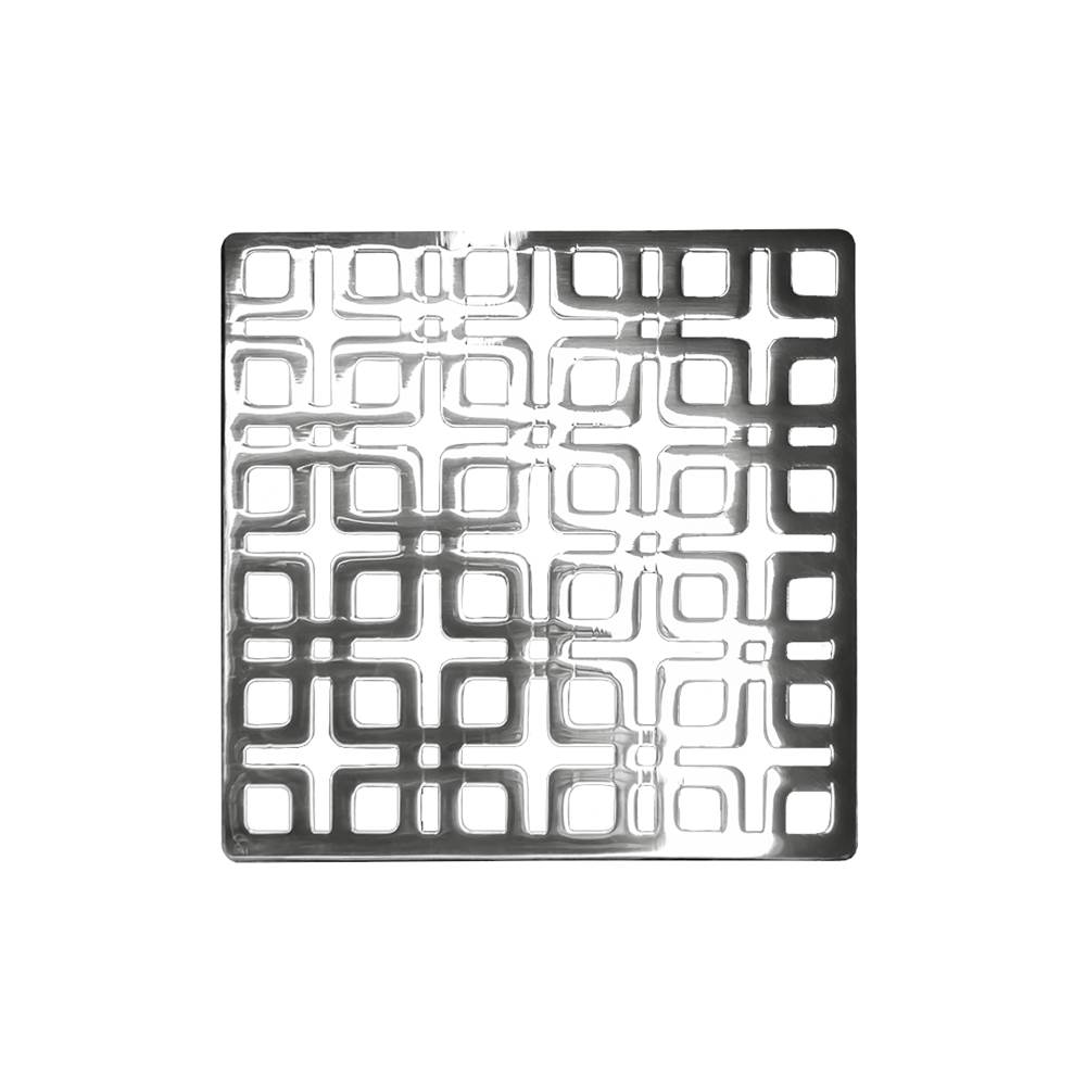 Infinity Drain 4'' x 4'' Link Pattern Decorative Plate for K 4, KD 4, KDB 4 in Polished Stainless