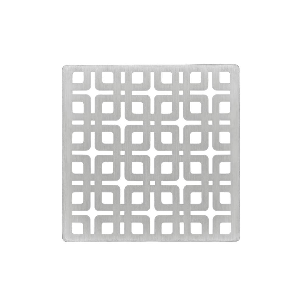 Infinity Drain 4'' x 4'' Link Pattern Decorative Plate for K 4, KD 4, KDB 4 in Satin Stainless