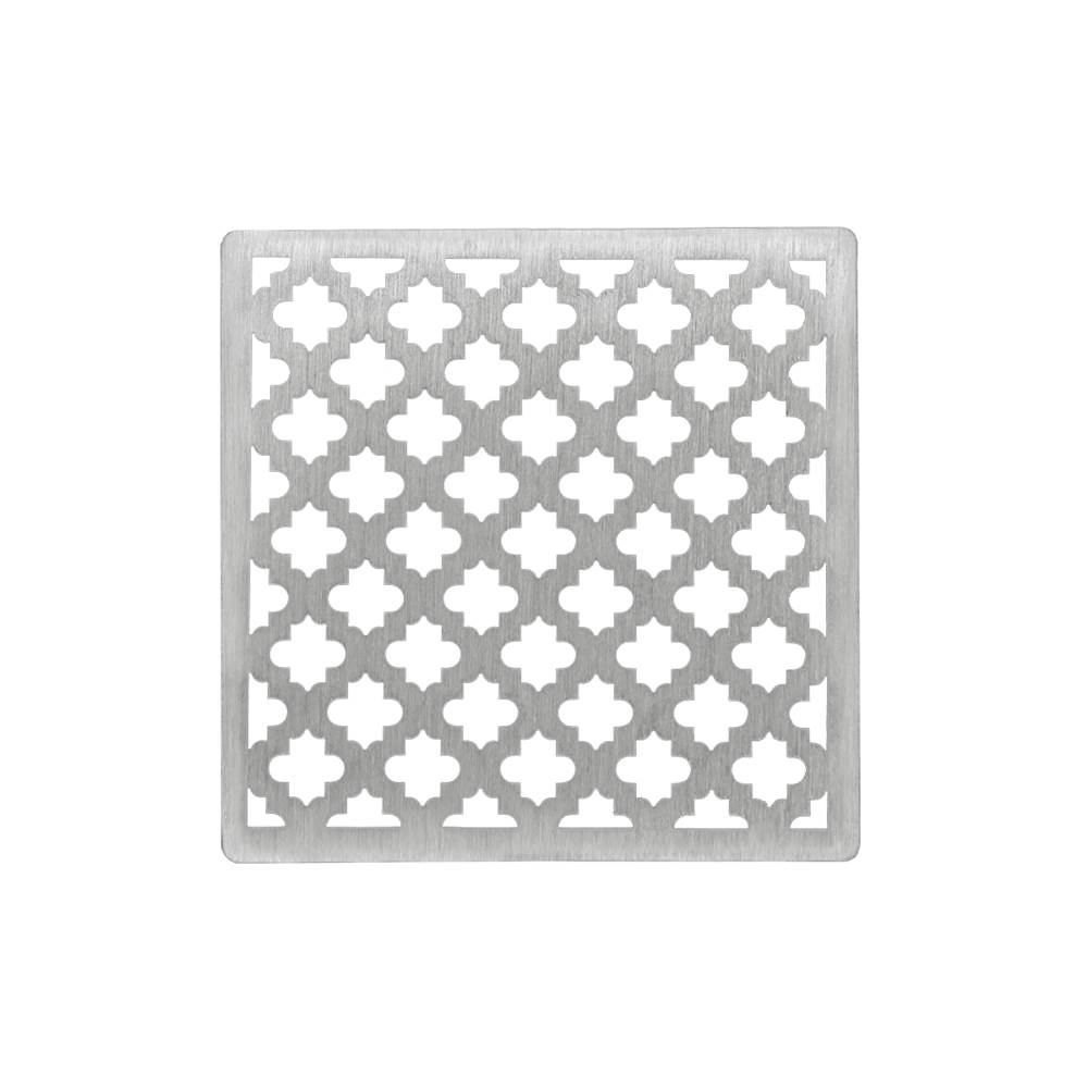 Infinity Drain 4'' x 4'' Moor Pattern Decorative Plate for M 4, MD 4, MDB 4 in Satin Stainless